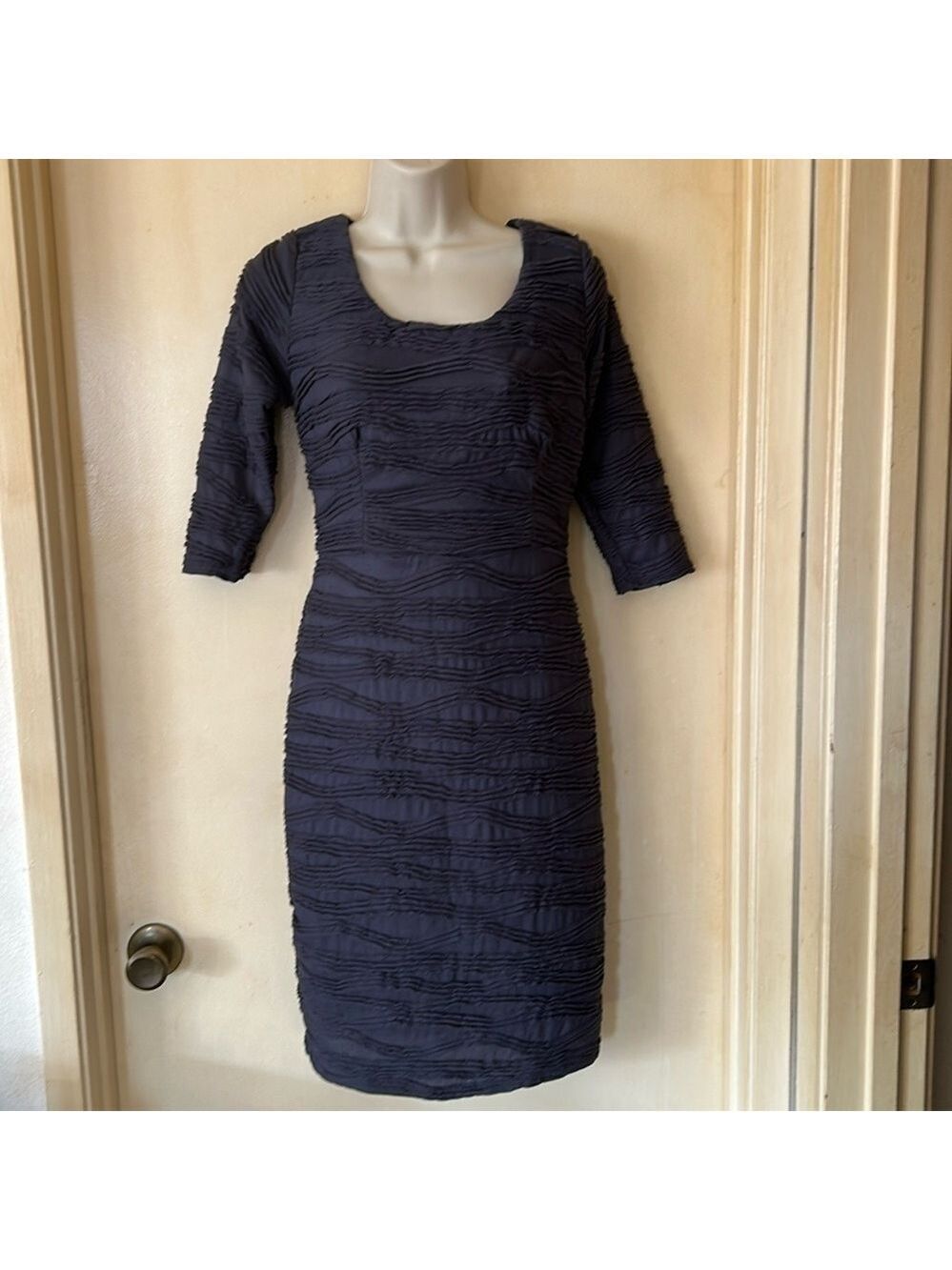 Maria Bonita vintage steel grey pintuck party dress size M